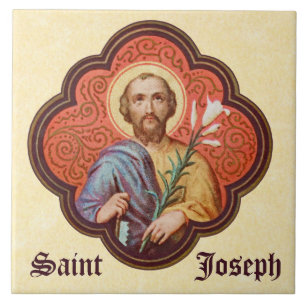 Porträt des Heiligen Joseph in einem Oktofoil (TF Fliese