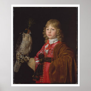 Porträt des Jungen mit Falken Poster