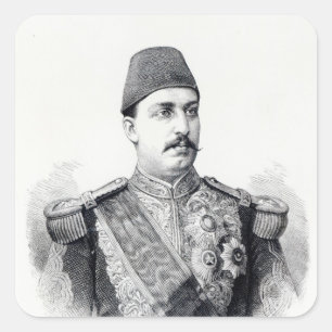 Porträt des Khedive Tawfig Quadratischer Aufkleber