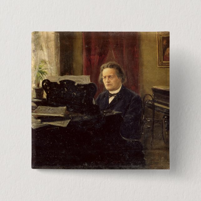 Porträt des Komponisten Anton Rubinstein Button (Vorderseite)