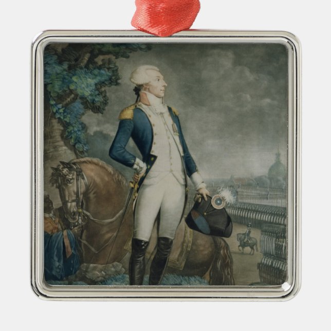 Porträt des Marquises de La Fayette Silbernes Ornament (Vorne)