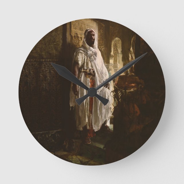 Porträt des maurischen afrikanischen Malers Runde Wanduhr (Vorderseite)