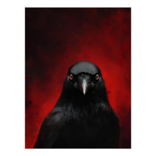 Porträt des Raben mit roten Augen Poster