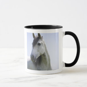 Porträt des weißen Pferds Tasse