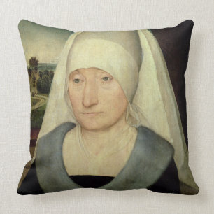Porträt einer alten Frau (Öl auf Platte) Kissen