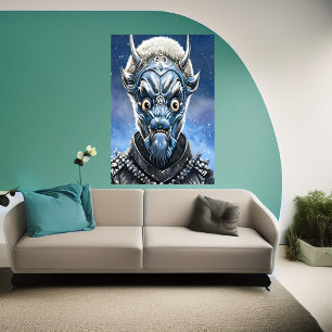 Porträt einer blauen Alien im Schnee   Art der AI Poster