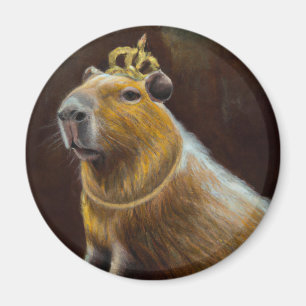 Porträt einer Capybara mit mittelalterlichem könig Magnet