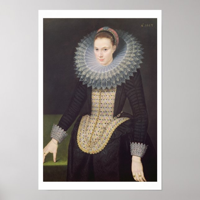 Porträt einer Dame, 1613 (Öl auf Tafel) Poster (Vorne)