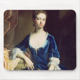 Porträt einer Dame in einem blauen Samt-Kleid (Ö Mousepad