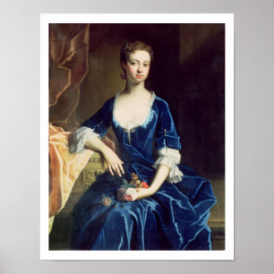 Porträt einer Dame in einem blauen Samt-Kleid (Ö Poster