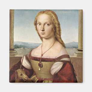 Porträt einer Dame mit einem Einhorn (von Raphael) Magnet