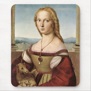 Porträt einer Dame mit einem Einhorn (von Raphael) Mousepad
