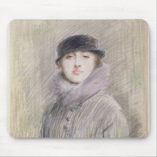 Porträt einer Dame mit einem Pelz-Kragen und eine Mousepad