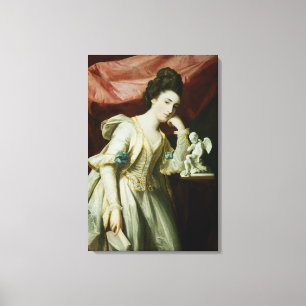Porträt einer Dame mit einer Statuette des Amors Leinwanddruck