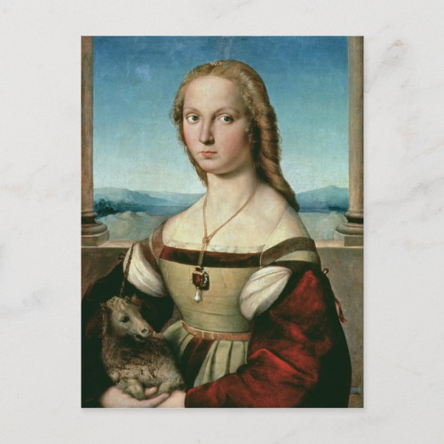 Porträt einer Dame mit Einhorn, c.1505-6 Postkarte (Vorderseite)
