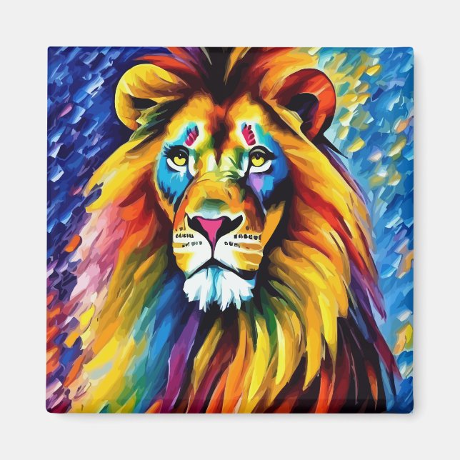 Porträt einer farbenfrohen, proukten Lion Magnet (Vorne)