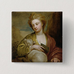 Porträt einer Frau als St. Agnes, traditionsgemä Button