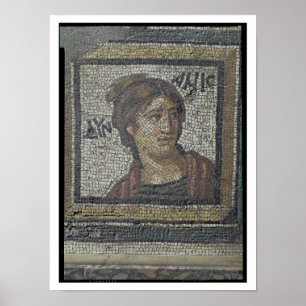 Porträt einer Frau, Detail eines Mosaikpfades d Poster