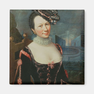 Porträt einer Frau, die eine Partitur hält Magnet