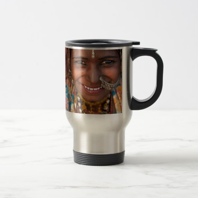 Porträt einer Frau Indiens Rajasthani Reisebecher (Rechts)