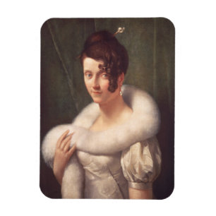 Porträt einer Frau mit einem Haar-Button Magnet