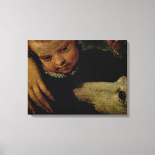 Porträt einer Frau mit Kind und Hund, Detail Leinwanddruck