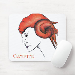 Porträt einer Frau mit mandarinenorangen Haaren Po Mousepad