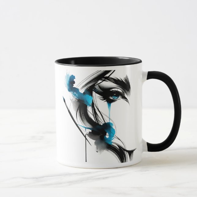 Porträt einer Frau mit scharfen Augen. Tasse (Rechts)