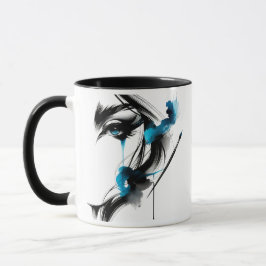 Porträt einer Frau mit scharfen Augen. Tasse