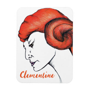 Porträt einer Frau mit tangerine-orangen Haaren Po Magnet