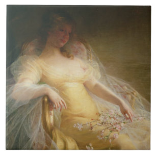 Porträt einer Frau (Öl auf Leinwand) Fliese