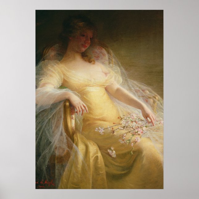 Porträt einer Frau (Öl auf Leinwand) Poster (Vorne)