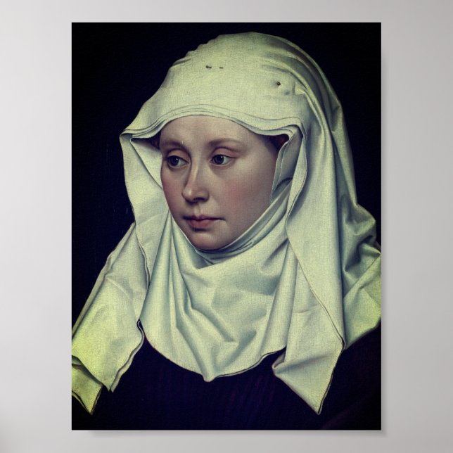 Porträt einer Frau - von Robert Campin (c. 1435) Poster (Vorne)