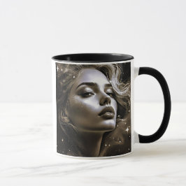 Porträt einer funkelnden Frau. Tasse