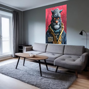 Porträt einer Furry Humanoid-Alien AI Art Poster