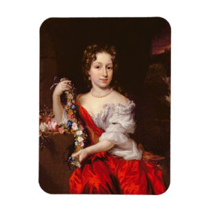 Porträt einer jungen Dame (Öl auf Leinwand) Magnet