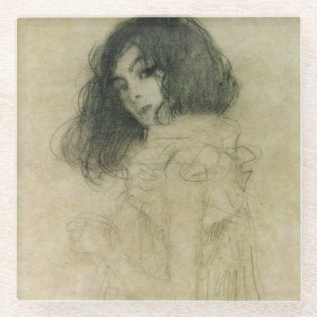 Porträt einer jungen Frau, 1896-97 Glasuntersetzer (Vorderseite)