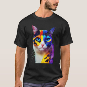 Porträt einer Katze, die eine schöne bunte Schla T-Shirt