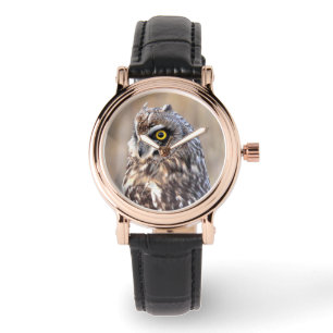 Porträt einer Kurzen Eule Armbanduhr