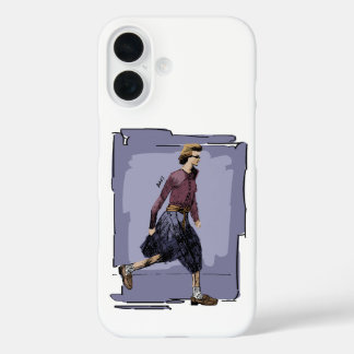 Porträt einer modischen Frau beim Gehen iPhone 16 Hülle