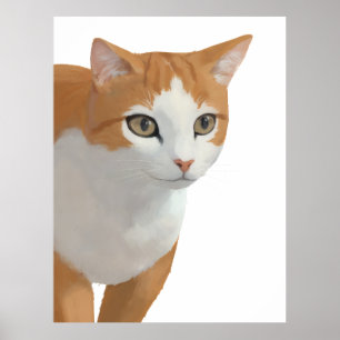 Porträt einer orange-weißen Katze Poster