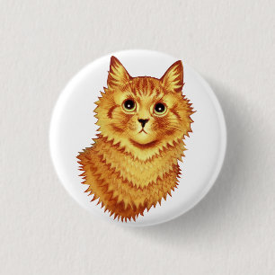 Porträt einer orangefarbenen Katze von Louis Wain Button