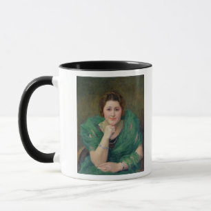 Porträt einer russischen Frau mit einem grünen Tasse