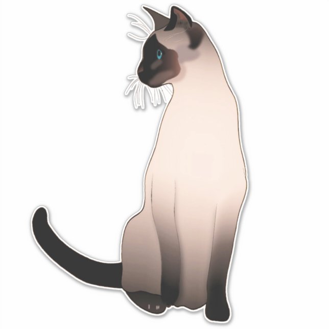 Porträt einer Siegel Point Siam Katze Aufkleber (Vorderseite)