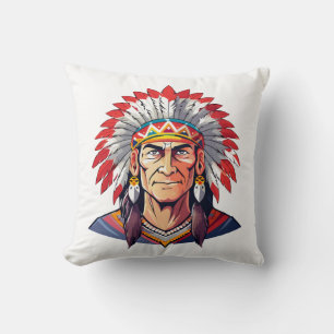 Porträt eines alten indianischen Häuptlings Kissen