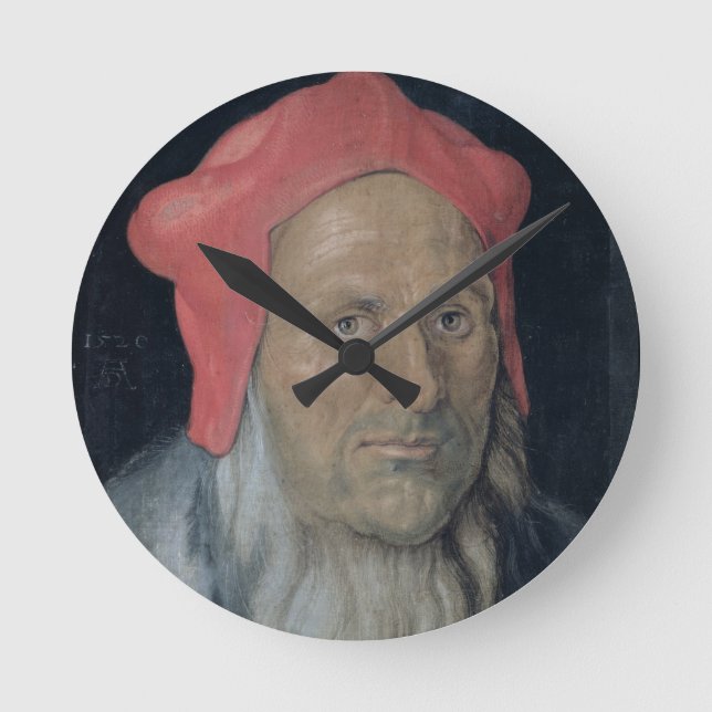 Porträt eines Barteten in einem Red Hat, 1520 (Öl Runde Wanduhr (Vorderseite)