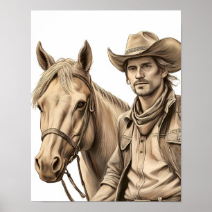 Porträt eines Cowboys Poster