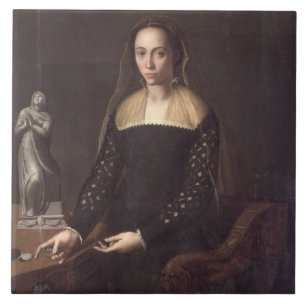 Porträt eines Gentlewoman, 1559 (Öl auf Platte) Fliese