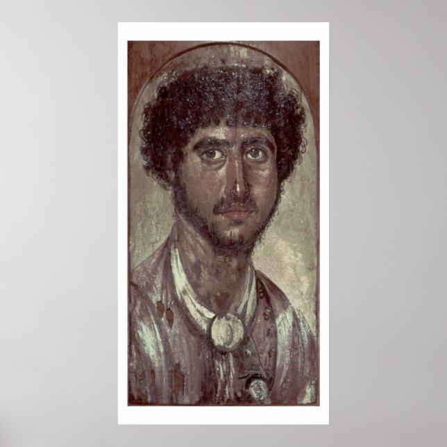 Porträt eines Griechischen aus Fayum, Romano-Ägypt Poster (Vorne)