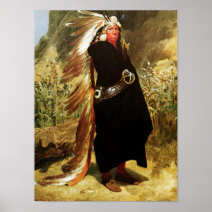 Porträt eines Indianerhäuptlings Poster